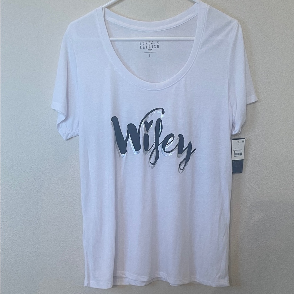NWT Love & Cherish White Wifey Graphic Tee Size Large